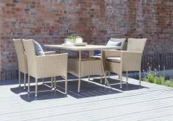 STRIB L150 Bord Natur + 4 AIDT Stol Natur -Utemöbler affär 109066