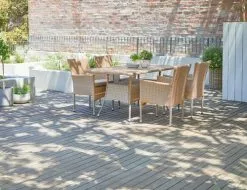 STRIB L150 Bord Natur + 4 AIDT Stol Natur -Utemöbler affär 121612