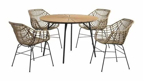 JUTLANDIA RANGSTRUP Ø110 Bord Natur/svart + 4 ILDERHUSE Stol Natur 4 JUTLANDIA RANGSTRUP Ø110 Bord Natur/svart + 4 ILDERHUSE Stol Natur - Bild 2