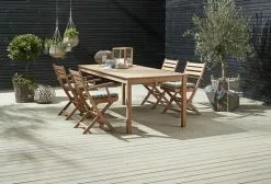 JUTLANDIA VESTERHAVET L210 Bord Teak + 4 VESTERHAVET Klappstol Teak 15 JUTLANDIA VESTERHAVET L210 Bord Teak + 4 VESTERHAVET Klappstol Teak -Utemöbler affär 151467