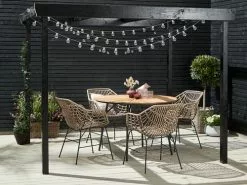 JUTLANDIA RANGSTRUP Ø110 Bord Natur/svart + 4 ILDERHUSE Stol Natur