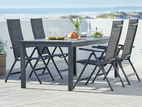 JUTLANDIA MOSS L214/315 Bord Grå + 4 MYSEN Stol Grå 3 JUTLANDIA MOSS L214/315 Bord Grå + 4 MYSEN Stol Grå