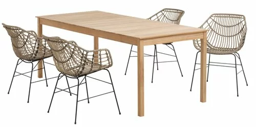 JUTLANDIA VESTERHAVET L210 Bord Teak + 4 ILDERHUSE Stol Natur 5 JUTLANDIA VESTERHAVET L210 Bord Teak + 4 ILDERHUSE Stol Natur - Bild 3
