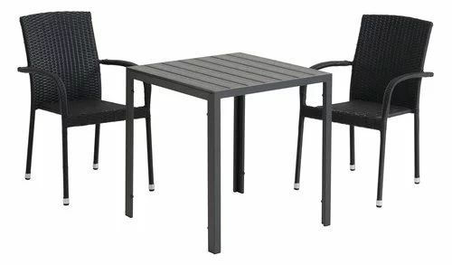 JERSORE L70 Bord Svart + 2 HALDBJERG Stapelstol Svart 4 JERSORE L70 Bord Svart + 2 HALDBJERG Stapelstol Svart - Bild 2