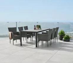 JUTLANDIA PINDSTRUP L205 Bord Grå + 4 AIDT Stol Grå -Utemöbler affär 178517