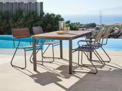 JUTLANDIA YTTRUP L150 Bord Hårdträ + 4 VAXHOLM Stapelstol Hårdträ