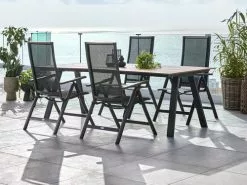 JUTLANDIA FAUSING L220 Bord Natur + 4 BREDSTEN Stol Svart