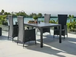 JUTLANDIA HAGEN L214 Bord Grå + 4 SKIVE Stol Svart