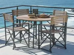 JUTLANDIA RANGSTRUP Ø110 Bord Natur + 4 NAGELSTI Stol Svart