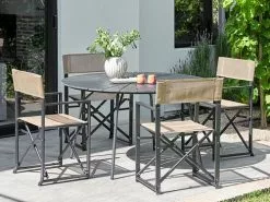 JUTLANDIA RANGSTRUP Ø130 Bord Svart + 4 NAGELSTI Klappstol Svart