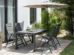 JUTLANDIA HAGEN L160 Bord Grå + 4 MYSEN Stol Grå