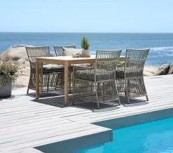 JUTLANDIA VESTERHAVET L150 Bord Teak + 4 FJELLERUP Stol Natur -Utemöbler affär 201806 1