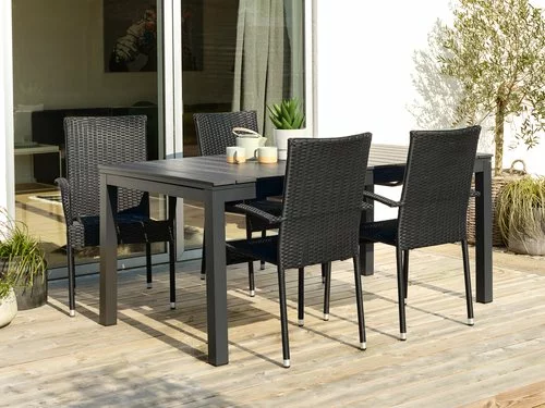 JUTLANDIA VATTRUP L170/273 Bord Svart + 4 GUDHJEM Stol Svart 3 JUTLANDIA VATTRUP L170/273 Bord Svart + 4 GUDHJEM Stol Svart